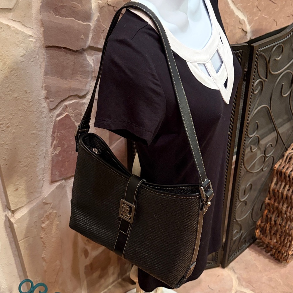 Lauren Ralph Lauren Black woven Shoulder Hobo Bag - Picture 3 of 15